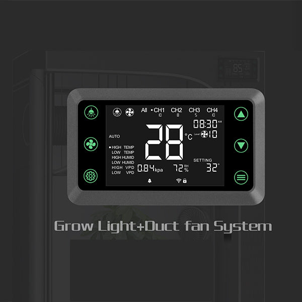 Professional smart controller | Supports control of LED grow lights, Inline Fans and Clip Fan sets, VPD Sensing
