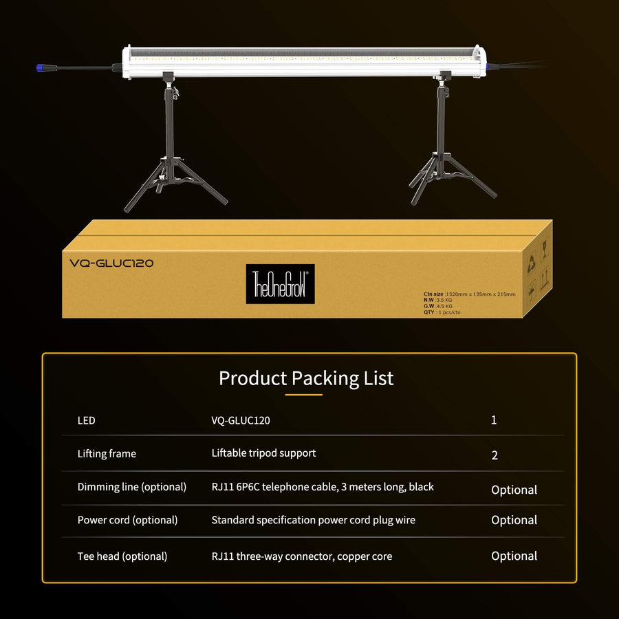 Under-canopy lamp, two support stands and packing list