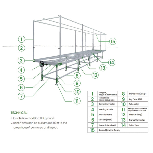 Single/Double Layer Rolling Bench Customizable---TheOneGrow