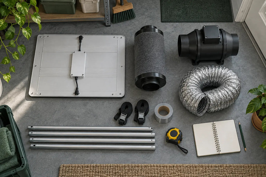 Generic equipment laid out before choosing an enclosure
