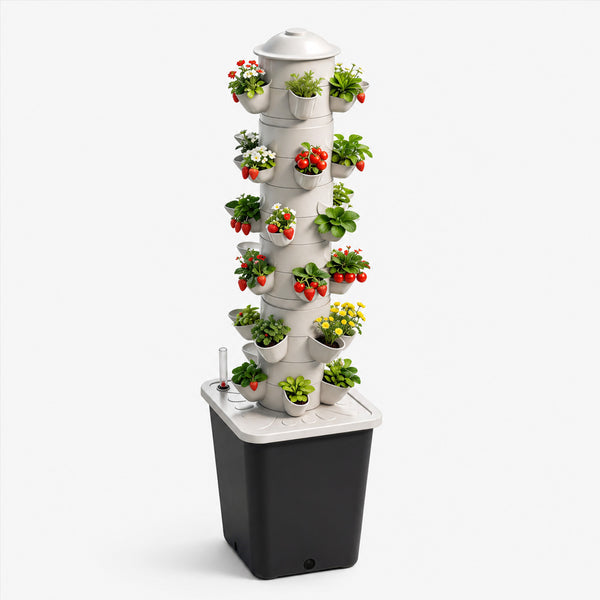 Vertical Hydroponic Tower System - 30-Site High-Efficiency Grow Tower