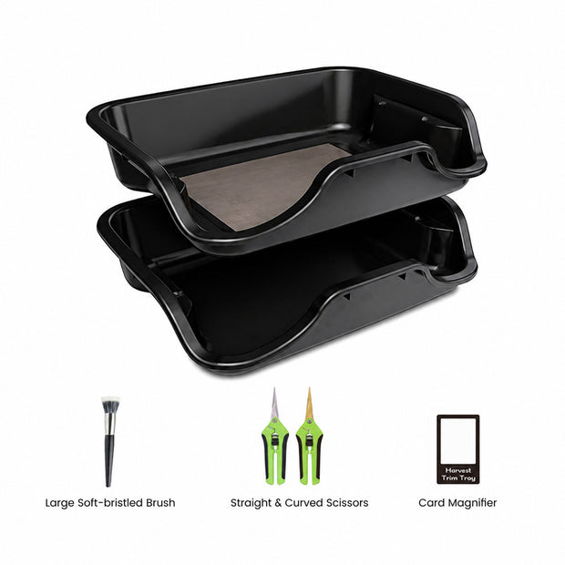 TheOneGrow trim tray kit with dual trays brush straight scissors curved scissors and card magnifier