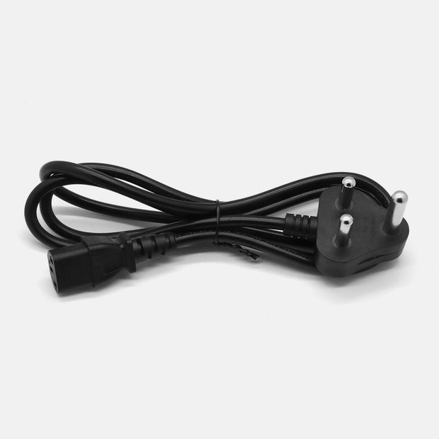 1.8M black power cord side view with SA 3-pin plug, IEC socket and flexible cable tie