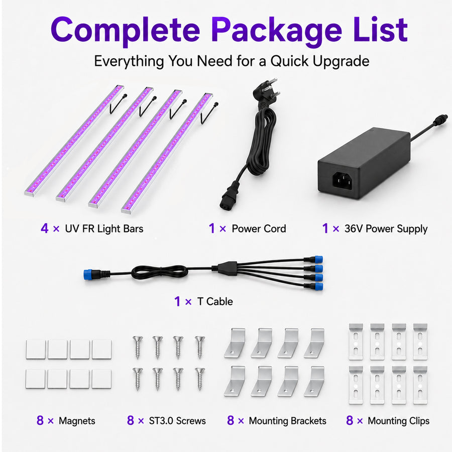 120W UV IR light bar package and mounting hardware