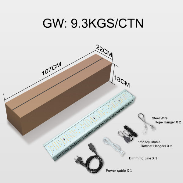 600W greenhouse light with power cable, dimming cable and hanging hardware