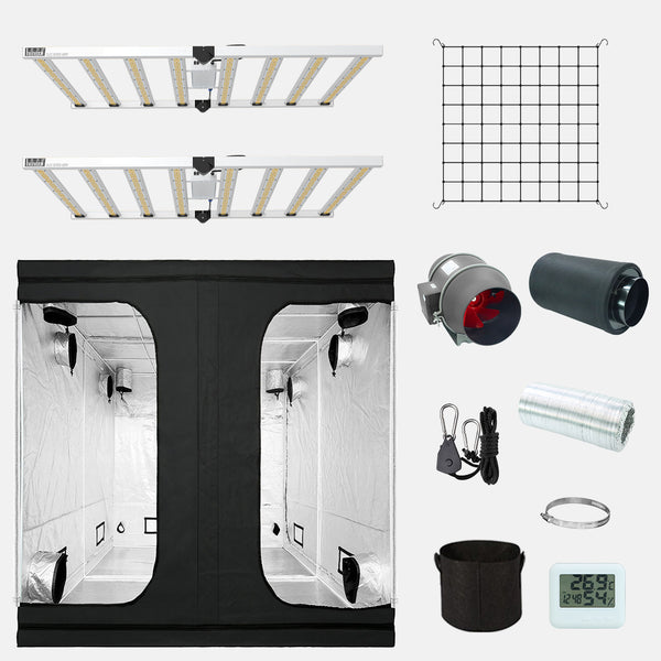 𝗖𝗢𝗠𝗕𝗢!𝗦𝗔𝗩𝗘 8𝟬𝟬！ 800WX2 LED Grow Light with 240×240×200cm Grow Tent Kit---TheOneGrow