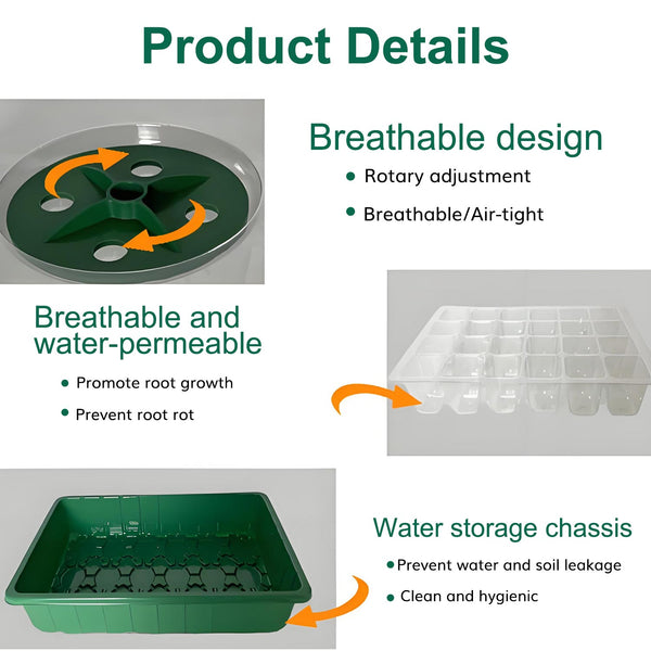 Seed Starter Tray Greenhouse Germination Kit 24 Cells per Seedling Trays