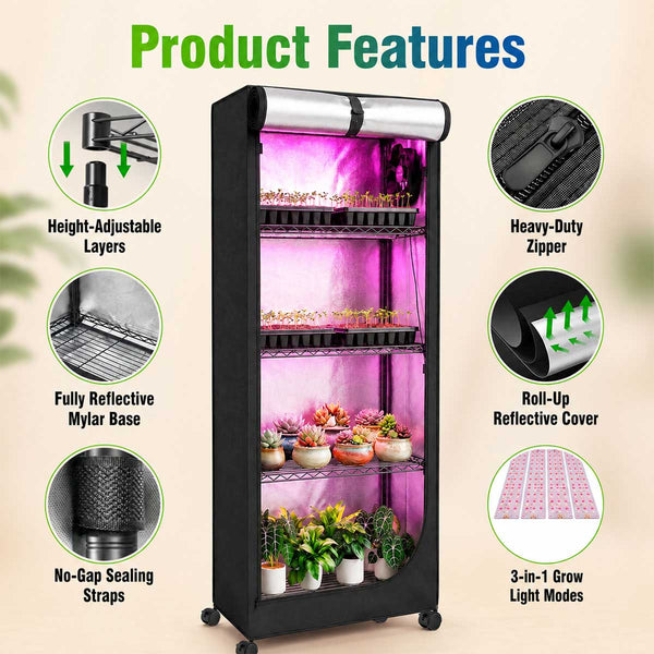 TheOneGrow 4-Tier LED Grow Tent Kit with Timer for Indoor Plant Growing