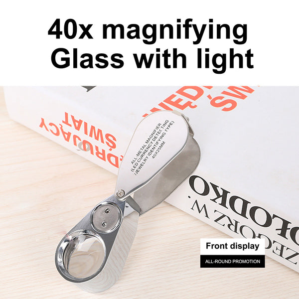 40x Illuminated Magnifying Glass Foldable Handheld Glass Lens---TheOneGrow