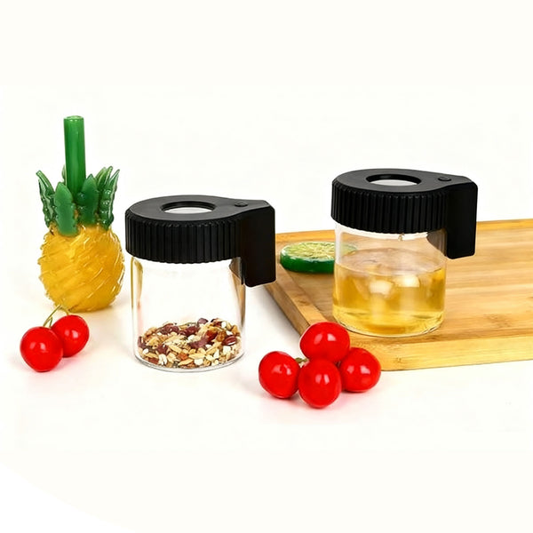 LED Glass Storage Jars with Magnifying Glass-TheOneGrow
