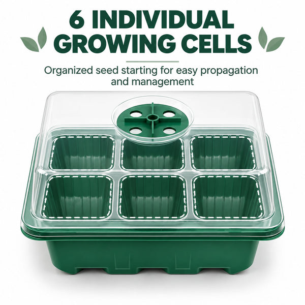 Seed Starter Tray Greenhouse Germination Kit 6 Cells per Seedling Trays