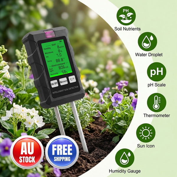 6-in-1 Multifunctional Soil Tester---Fertility/Moisture/Temperature/PH/Sunlight Intensity/Ambient Humidity