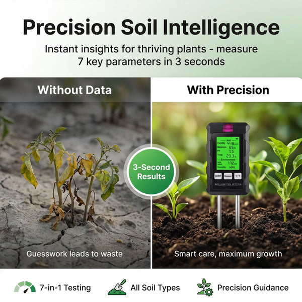 6-in-1 Multifunctional Soil Tester---Fertility/Moisture/Temperature/PH/Sunlight Intensity/Ambient Humidity