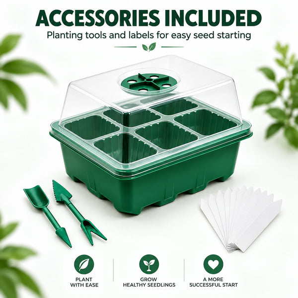 Seed Starter Tray Greenhouse Germination Kit 6 Cells per Seedling Trays