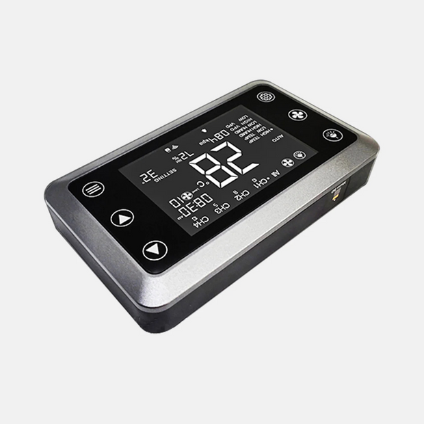 TheOneGrow smart grow tent controller with LCD display for lighting, fan, temperature and humidity control
