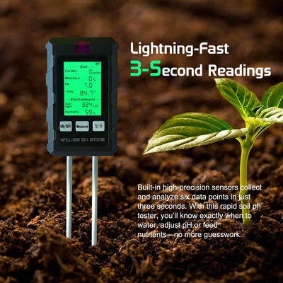6-in-1 Multifunctional Soil Tester---Fertility/Moisture/Temperature/PH/Sunlight Intensity/Ambient Humidity