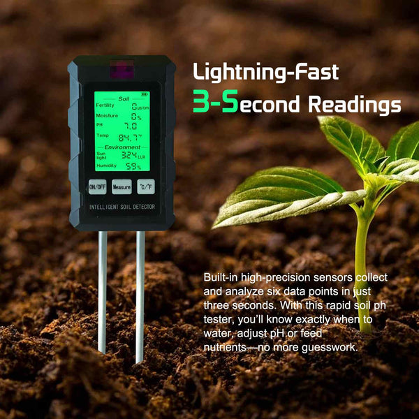 6-in-1 Multifunctional Soil Tester---Fertility/Moisture/Temperature/PH/Sunlight Intensity/Ambient Humidity
