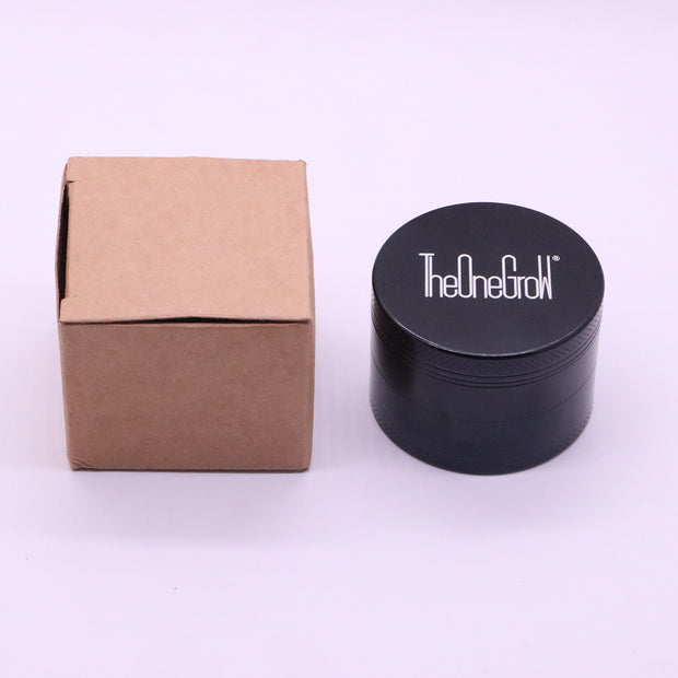 55mm black weed grinder with plain cardboard box, plated zinc alloy shell and compact design