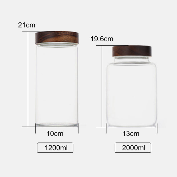 Weed storage glass jars in 1200ml and 2000ml sizes with 10cm 13cm width and wooden lids