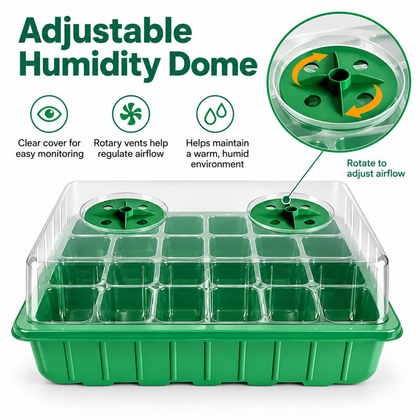 Seed Starter Tray Greenhouse Germination Kit 24 Cells per Seedling Trays