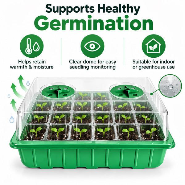 Seed Starter Tray Greenhouse Germination Kit 24 Cells per Seedling Trays