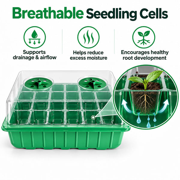 Seed Starter Tray Greenhouse Germination Kit 24 Cells per Seedling Trays