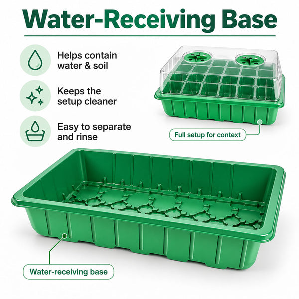Seed Starter Tray Greenhouse Germination Kit 24 Cells per Seedling Trays