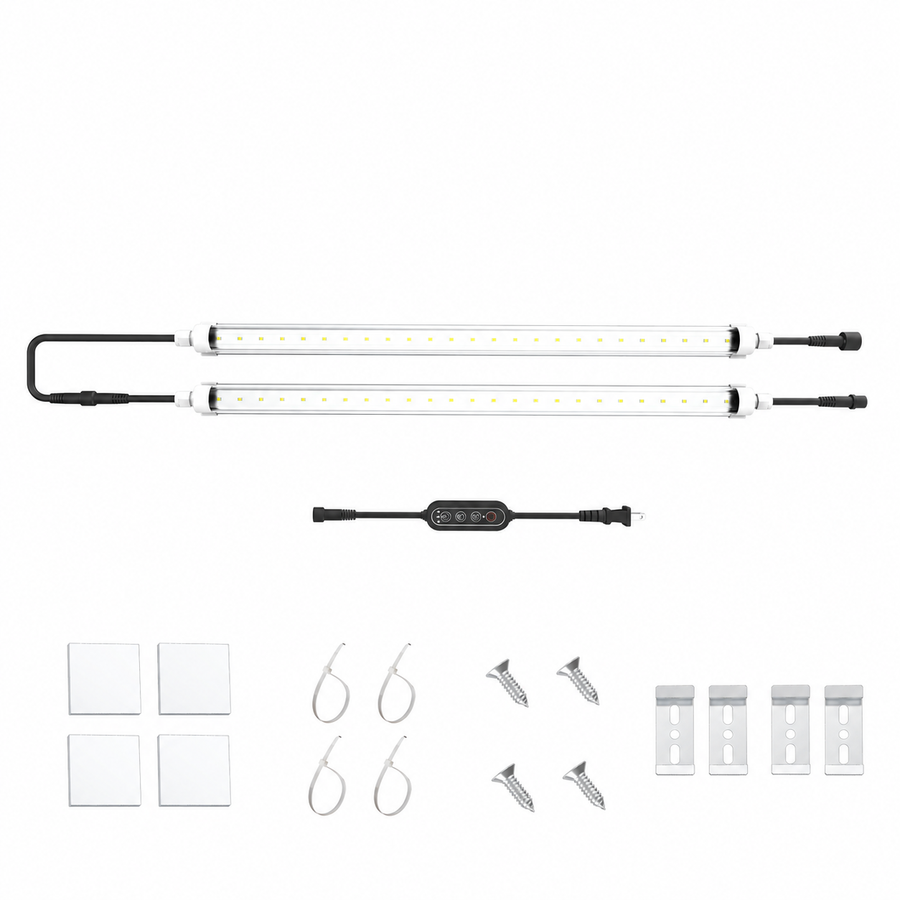2 T8 LED tubes with controller and mounting accessories