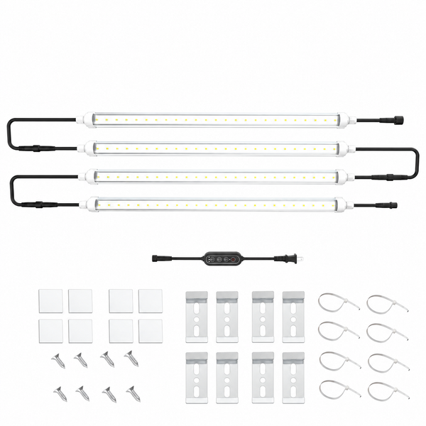 T8 LED tube grow lights 10W x 4pcs kit with mounting accessories
