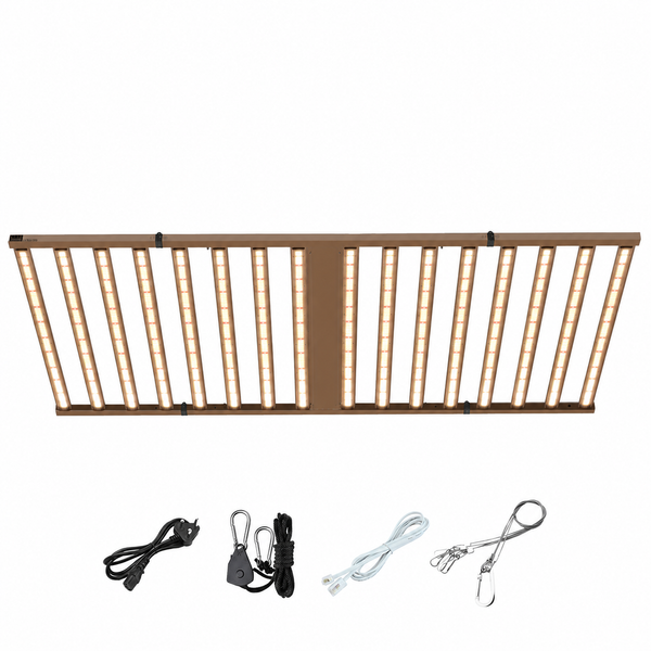 TheOneGrow 1600W Samsung LED grow light with foldable bars, power cord and hanging accessories