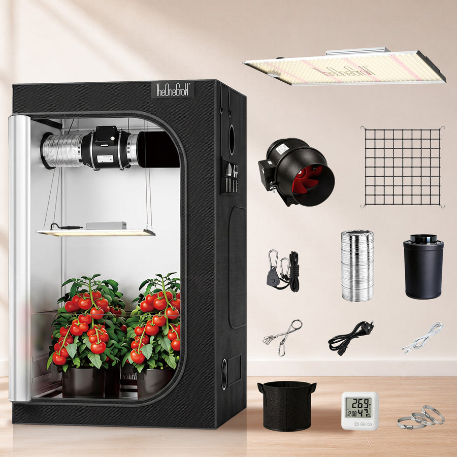 Grow tent kit with the included lighting and accessories