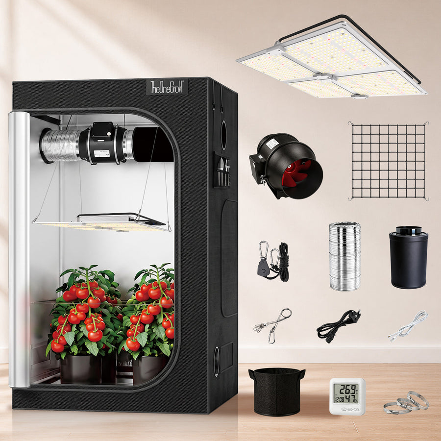 Grow tent kit with the included lighting and accessories