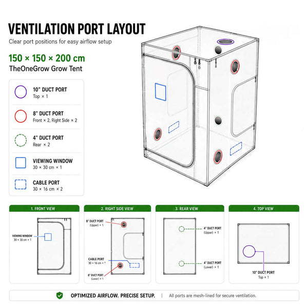 COMBO-SAVE R500! 150x150x200cm Grow Tent Kit with 400W LED Grow Light---TheOneGrow