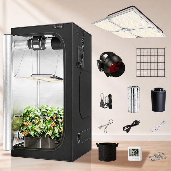 COMBO-SAVE R300! 90x90x180cm Grow Tent Kit with 400W LED Grow Light---TheOneGrow