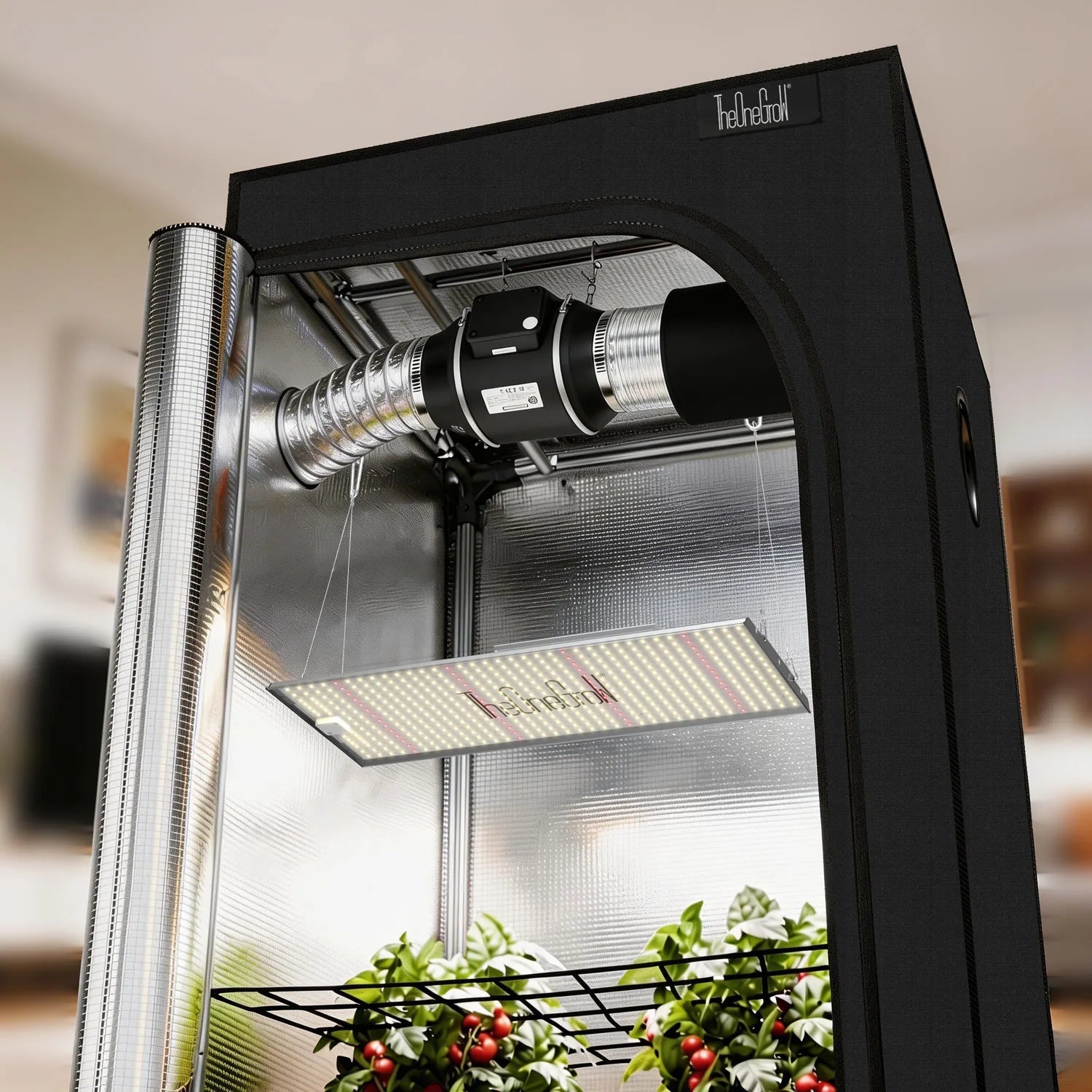 Complete indoor grow tent kit with lighting and ventilation